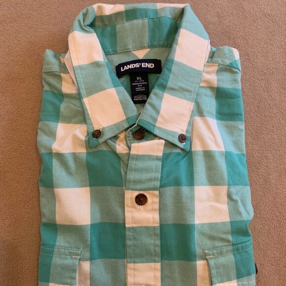 Mens Lands' End Lightweight Button up - XL - 17-17.5 - Picture 1 of 3
